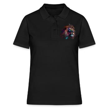 Lion Colorful Big Cat Kuns Animal Gift Africa Zoo - Women's Polo Shirt - black - Front - Ailine (174cm)