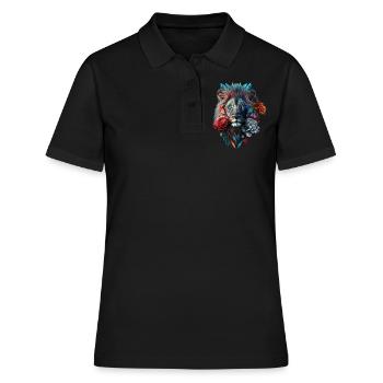 Lion Polygone Art Fleurs Animal Gift Zoo Motif - Polo Femme - noir - Devant - Ailine (174cm)