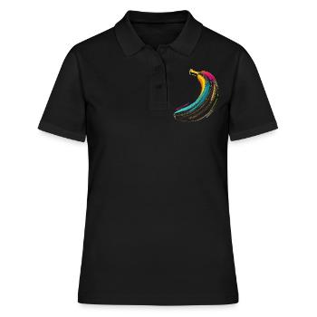 Banane Buntes Obst Kunst Illustration Grafik Banan - Frauen Polo Shirt - Schwarz - Vorne - Ailine (174cm)