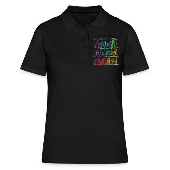 Book Colorful Drawing Art Fantasy Graphic Motif Bu - Women's Polo Shirt - black - Front - Ailine (174cm)