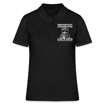 Coffee Cat Coffee Drinker - Women's Polo Shirt - black - Front - Ailine (174cm)