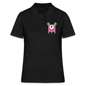 Pink Cyclops Monster | Funny Square Alien - Women's Polo Shirt - black - Front - Ailine (174cm)