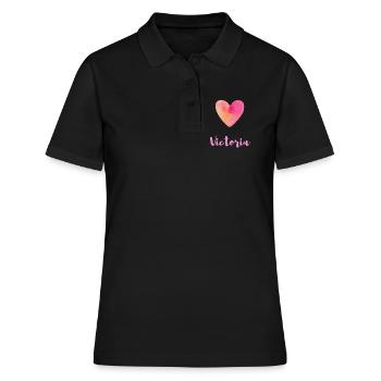 T-shirt esthétique Victoria Pink Heart Girl - Polo Femme - noir - Devant - Ailine (174cm)