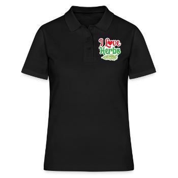 J’adore les herbes herbes herbes aromatiques jardin d’herbes aromatiques - Polo Femme - noir - Devant - Ailine (174cm)