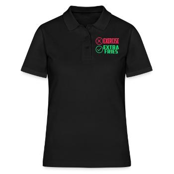 Übung Extra Pommes Exercise Extra Fries Fitness - Frauen Polo Shirt - Schwarz - Vorne - Ailine (174cm)