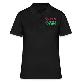 Übung Extra Pommes Exercise Extra Fries Fitness - Frauen Polo Shirt - Schwarz - Vorne - Ailine (174cm)