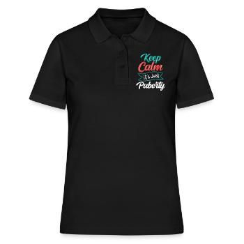 Restez calme Seule la puberté a grandi - Polo Femme - noir - Devant - Ailine (174cm)