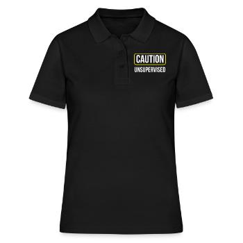 Attention sans surveillance sans surveillance Sarcastique non supervisé - Polo Femme - noir - Devant - Ailine (174cm)