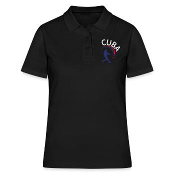 Latino cubain Cuba Baseball - Polo Femme - noir - Devant - Ailine (174cm)