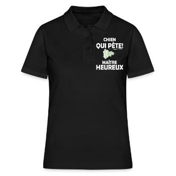 Humour Beauf Chien Cadeau Humour Chien - Polo Femme - noir - Devant - Ailine (174cm)