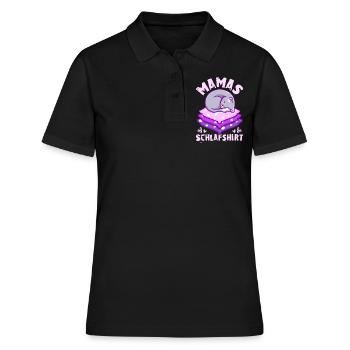 Mamas Schlafshirt, schlafende Katze, lila - Frauen Polo Shirt - Schwarz - Vorne - Ailine (174cm)