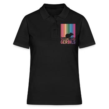 Gerbil Saying Racing Rat Girl Gerbil Gift - Women's Polo Shirt - black - Front - Ailine (174cm)