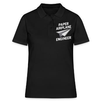 Avion en papier disant blague Avion en papier cadeau - Polo Femme - noir - Devant - Ailine (174cm)