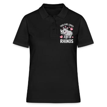 Rhino Saying Rhinos Funny Rhino Gift - Women's Polo Shirt - black - Front - Ailine (174cm)