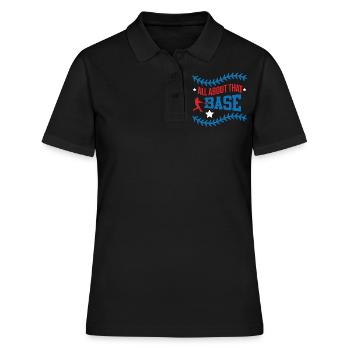 base baseball spruch - Frauen Polo Shirt - Schwarz - Vorne - Ailine (174cm)