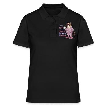 Chat amateur de café avec humour pyjama - Polo Femme - noir - Devant - Ailine (174cm)