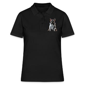 Drôle de bouledogue français Chill Out Chill Out - Polo Femme - noir - Devant - Ailine (174cm)