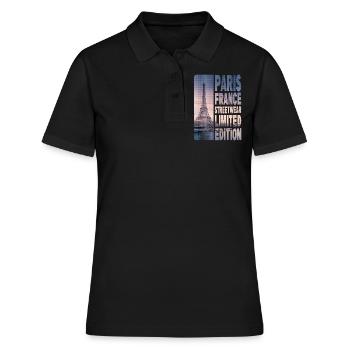Paris France Ville Skyline Accueil Amour - Polo Femme - noir - Devant - Ailine (174cm)