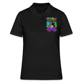 90er Party 90er Jahre - Frauen Polo Shirt - Schwarz - Vorne - Ailine (174cm)