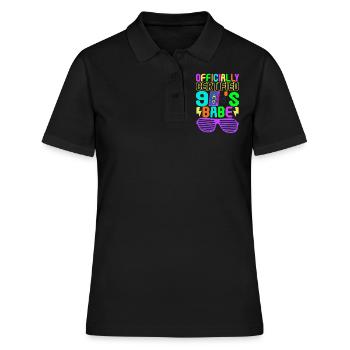 90er Party 90er Jahre - Frauen Polo Shirt - Schwarz - Vorne - Ailine (174cm)