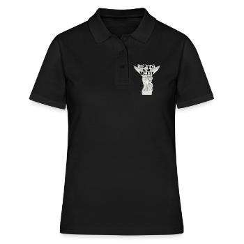 Metalltypografie der geflügelten Engelsstatue - Frauen Polo Shirt - Schwarz - Vorne - Ailine (174cm)