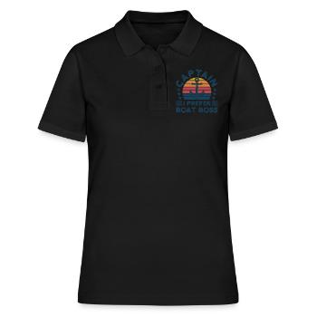 Kapitän Kapitäne Bootfahren Geschenk - Frauen Polo Shirt - Schwarz - Vorne - Ailine (174cm)