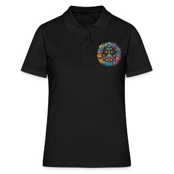 Flower Power Hippie Birthday - November 2000 - Women's Polo Shirt - black - Front - Ailine (174cm)