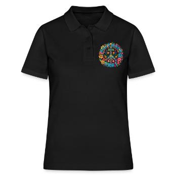 Flower Power Hippie Birthday - November 2001 - Women's Polo Shirt - black - Front - Ailine (174cm)