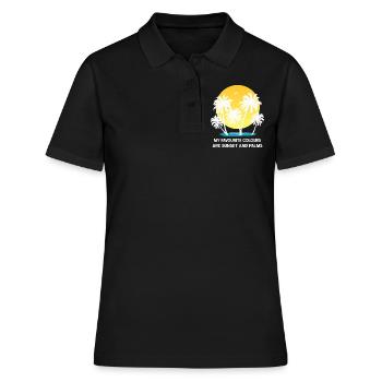 palmiers coucher de soleil d’été mer couleurs préférées - Polo Femme - noir - Devant - Ailine (174cm)