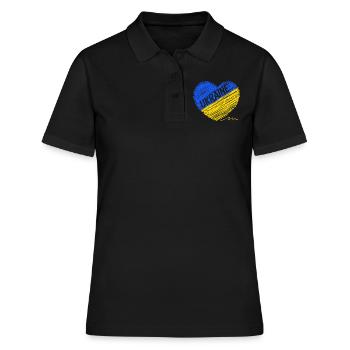 Drapeau de l’Ukraine - Priez pour l’Ukraine - Viva Ukraine - Polo Femme - noir - Devant - Ailine (174cm)