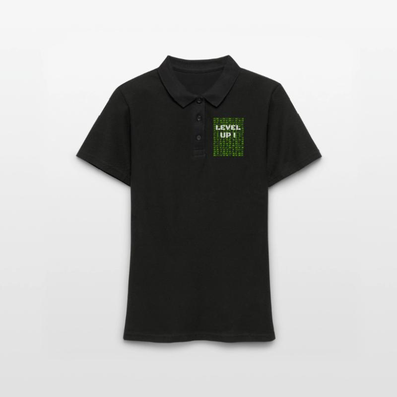 Level up and binary code Women's Polo Shirt