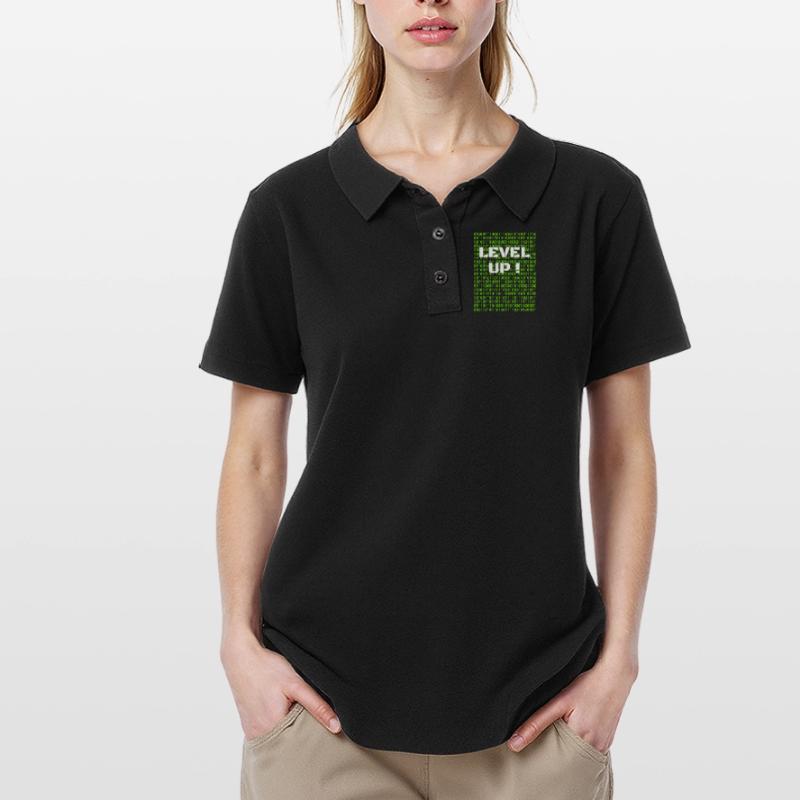Level up and binary code Women's Polo Shirt