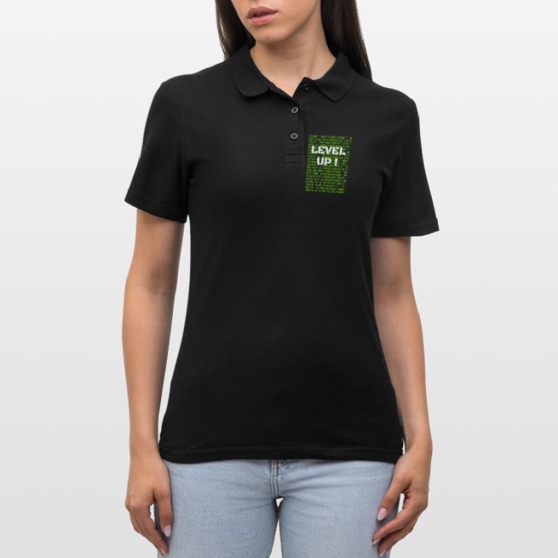Level up and binary code Women's Polo Shirt