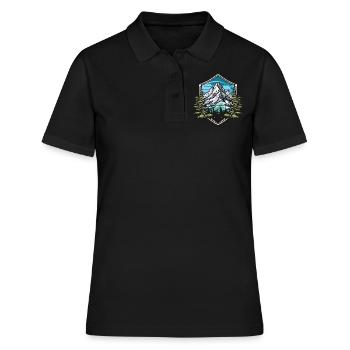 Berge Winter Wald Gipfel - Frauen Polo Shirt - Schwarz - Vorne - Ailine (174cm)
