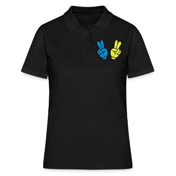 main paix bande dessinée symbole paix - Polo Femme - noir - Devant - Ailine (174cm)