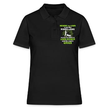 Rasenmäher Rasen Mähen - Frauen Polo Shirt - Schwarz - Vorne - Ailine (174cm)