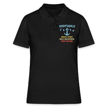 Greifswald Sprüche Greifswalder Spruch - Frauen Polo Shirt - Schwarz - Vorne - Ailine (174cm)