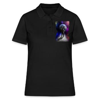 Un astronaute sur le cadeau psychédélique de Goa sur la lune - Polo Femme - noir - Devant - Ailine (174cm)
