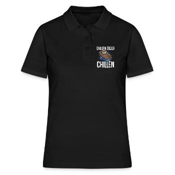 Chillen Digga Chillen Faultier - Frauen Polo Shirt - Schwarz - Vorne - Ailine (174cm)
