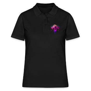 Retro Wave Racing Supercar - Frauen Polo Shirt - Schwarz - Vorne - Ailine (174cm)