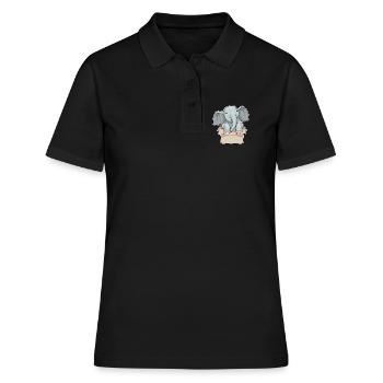 Elefant Karton - Frauen Polo Shirt - Schwarz - Vorne - Ailine (174cm)