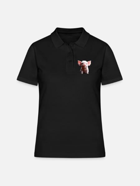 Cochon domestique Cochon Cochon Porcelet Cochon - Polo Femme - noir