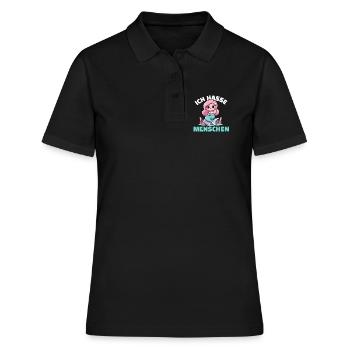 Freche Meerjungfrau mit einer Zynischen Botschaft - Frauen Polo Shirt - Schwarz - Vorne - Ailine (174cm)