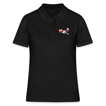 MomLife Café Vin Coeur Aquarelle Look Drôle - Polo Femme - noir - Devant - Ailine (174cm)