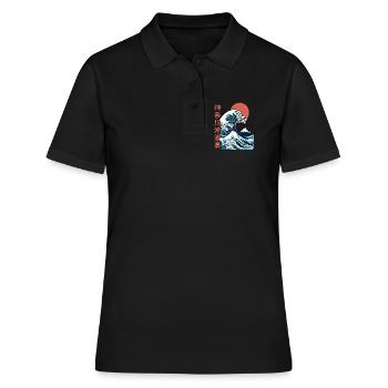 La grosse vague au large de Kanagawa - Polo Femme - noir - Devant - Ailine (174cm)