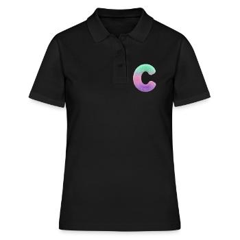 Lettre C aspect fourrure et dégradé de couleurs - Polo Femme - noir - Devant - Ailine (174cm)
