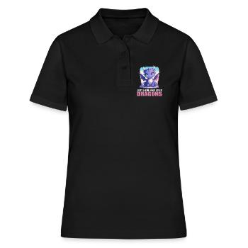 Drachen Drache - Frauen Polo Shirt - Schwarz - Vorne - Ailine (174cm)