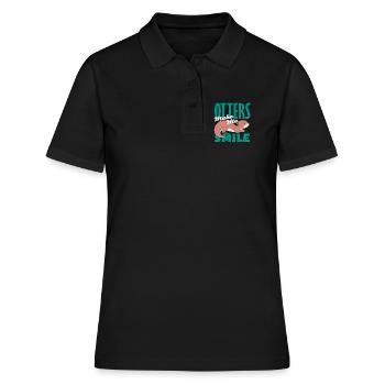 Seeotter Cartoon Make Me Smile - Frauen Polo Shirt - Schwarz - Vorne - Ailine (174cm)