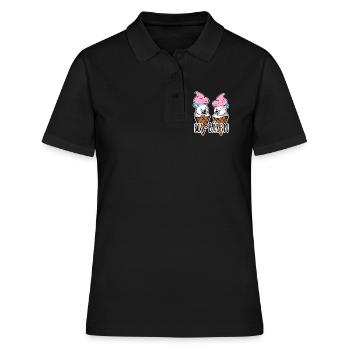 Zwei leckere Eis Bären an der Eisdiele - Frauen Polo Shirt - Schwarz - Vorne - Ailine (174cm)