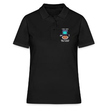 Course en solo : un joueur, une pizza | Jeu solo - Polo Femme - noir - Devant - Ailine (174cm)